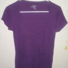 Purple Stretch V-neck Short Sleeve Blouse Top