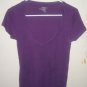 Purple Stretch V-neck Short Sleeve Blouse Top