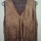 Orange Gold Sparkly Sleeveless V-neck Blouse Top Orange Gold Sparkly Sleeveless V-neck Blouse Top