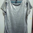 Gold Metallic Stretch Short Sleeve Blouse Top