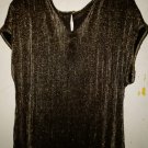Gold Brown Sparkly Stretch Short Sleeve Blouse Top