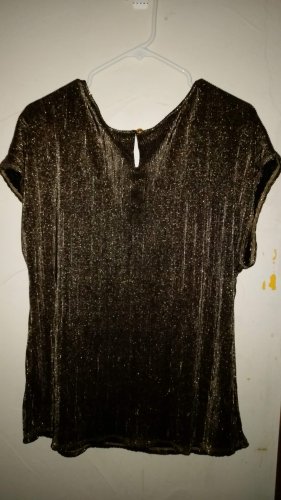 Gold Brown Sparkly Stretch Short Sleeve Blouse Top
