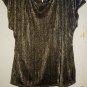 Gold Brown Sparkly Stretch Short Sleeve Blouse Top