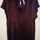 Red Shiny Stretch Short Sleeve Blouse Top