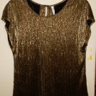 Gold Metallic Stretch Short Sleeve Blouse Top