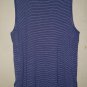 Blue White Striped Sleeveless Mock Neck Stretch XL Blouse Top