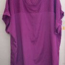 2X Violet Magenta Purple Cap-Sleeve Satin Polyester Short Sleeve Blouse Top