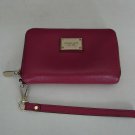 Michael Kors Plum Leather Zipper Wristlet Wallet Clutch