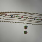 Colorful Bead, Faux Pearl & Rhinestone Layered Choker Necklace & Earring Set