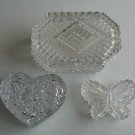 Pressed Glass Jewelry Trinket Box, Boxes, Lot of 3 Diff.