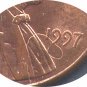 1997-P Lincoln Memorial Cent Struck Through Thru Error - CH AU