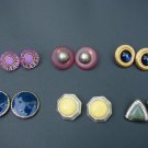 Vintage Colorful Clip-On Earring Lot of 6 Pairs
