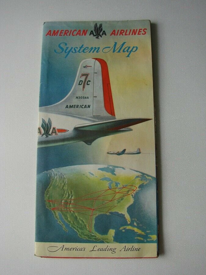 American Airlines Brochure System Map - Mid 1950s