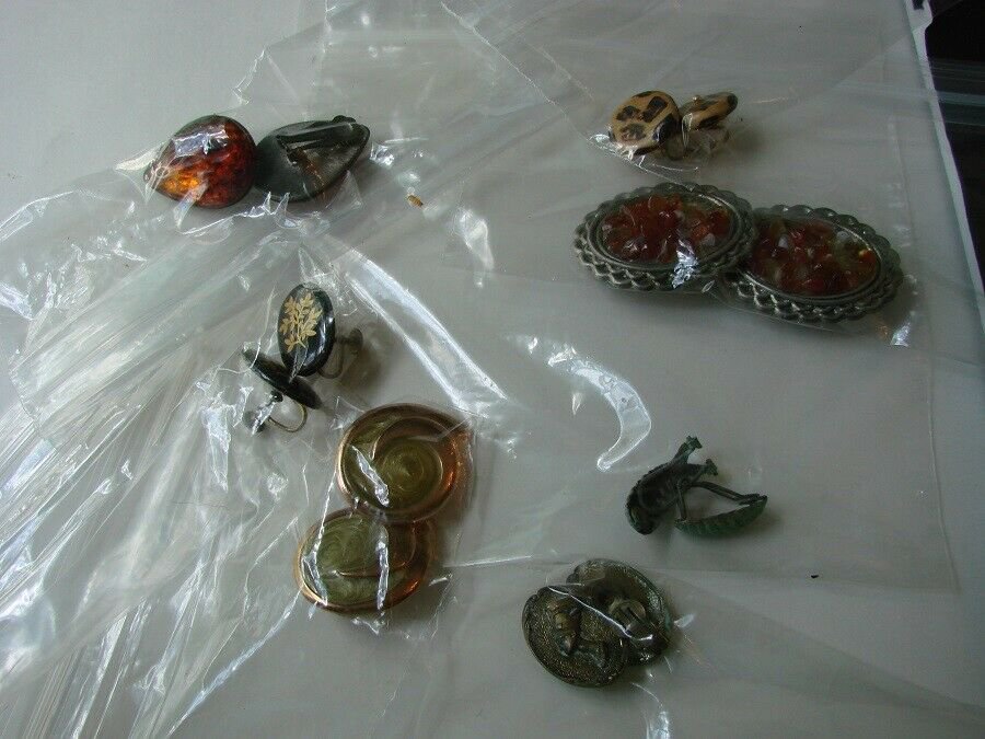 Vintage Clip-On & Screw-Post Earring Lot, 7 Diff Pairs