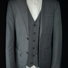 ORIGINAL PENGUIN MUNSINGWEAR  JACKET/VEST  GRAY LIGHT BLUE PINSTRIPES
