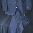 GIOVANNI TESTI HAND TAILORED SUIT WITH ATTACHED VEST NAVY BLUE