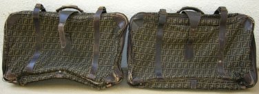 FENDI AUTHENTIC MADE IN ITALY PAIR LUGGAGES VINTAGE 1970s NEEDS PROFESSIONALLY RESTORED