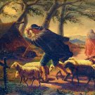 FROM XVIII-XIX CENTURIES - SHEPHERD WITH HERD IN THE STORM. OIL ON CANVAS SIGNED. SPAIN