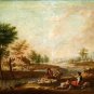 FROM ITALY. XVIII-XIX - LANDSCAPE WITH PEASANTS. OIL ON CANVAS.