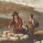 FROM ITALY. XVIII-XIX - LANDSCAPE WITH PEASANTS. OIL ON CANVAS.