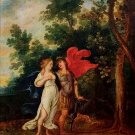 FROM XVII CENTURY - RINALDO AND ARMIDA. OIL ON WOOD.