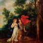 FROM XVII CENTURY - RINALDO AND ARMIDA. OIL ON WOOD.