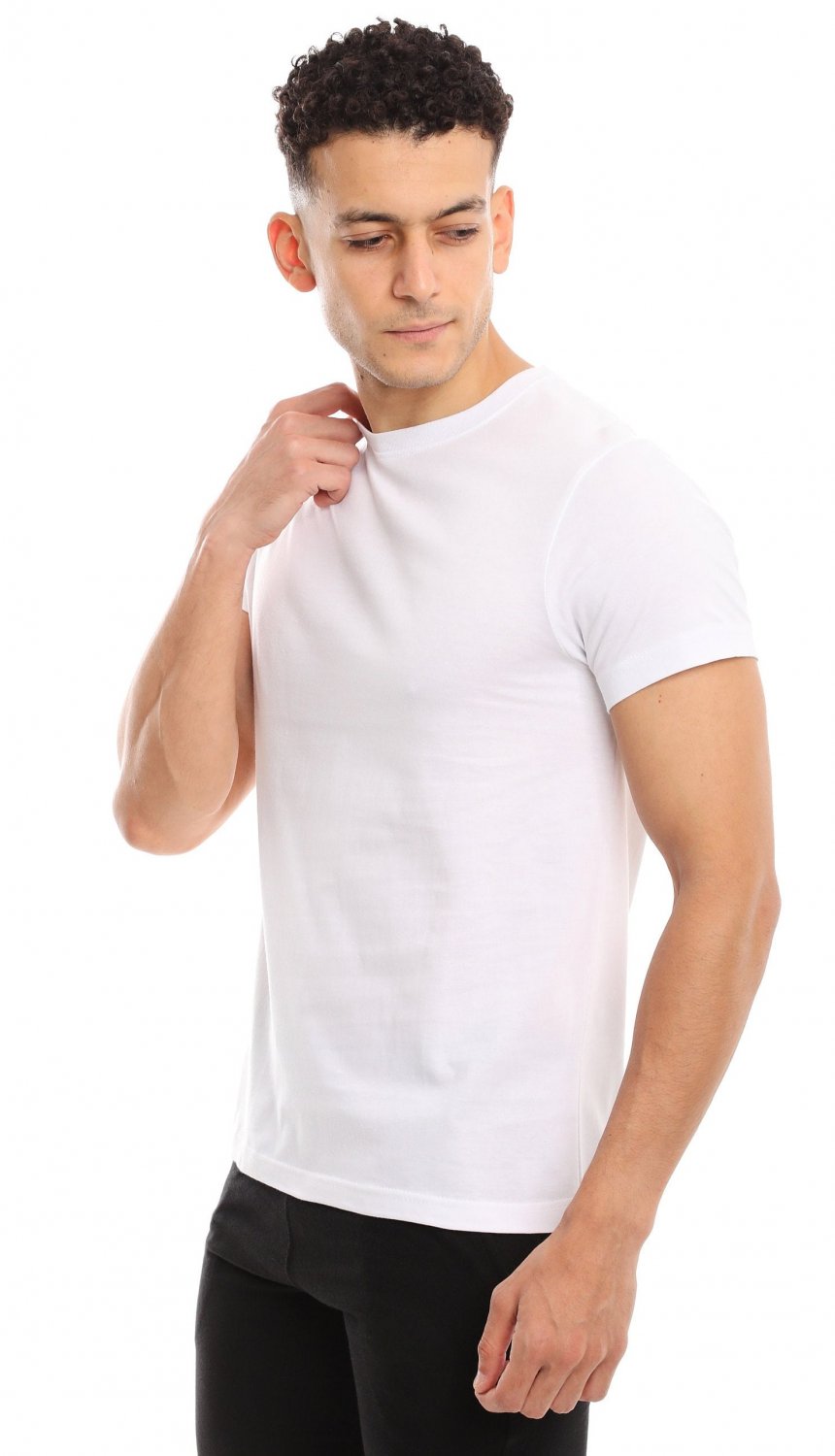 6-Pack, Premium Cotton Rich Men's Crew Neck T-Shirt  Undershirt (Slim - Tight Fit). Wh