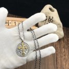 S925 Sterling Silver Necklace Jesus Cross round card Pendant Necklace