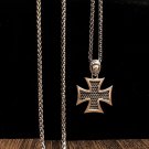 S925 Sterling Silver Necklace skull head Cross Pendant Necklace