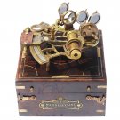 Antique Brass Sextant Nautical Wooden Box collectible gift