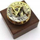 Brass Round Sundial compass shiny wooden box gift