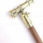 Brass Telescope Wooden Walking Stick Collectible Item For Decoration