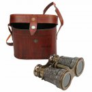 Brass Made Antique Binoculars With Leather Box Collectible Decoration Item