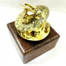 Brass Sundial Compass With Wooden Box Collectible Gift
