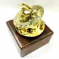 Brass Sundial Compass With Wooden Box Collectible Gift