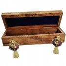 Set of 2 Brass Telegraph Keychain With Wooden Box Collectible Gift