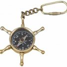 Set of 5 Brass Wheel Compass Keychain Collectible Gift