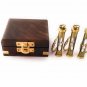 Set of 3 Brass Sand Timer Keychain With Wooden Box Collectible Gift