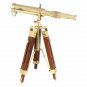 Brass Telescope 12" Polished With Wooden Tripod Stand Collectible Home Decor