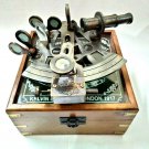 Antique Brass Nautical Sextant With Wooden Box Marine Collectible Gift