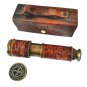 Nautical Antique Brass Telescope With Leather Beg In Brown Color