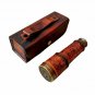 Nautical Antique Brass Telescope With Leather Beg In Brown Color