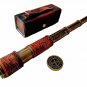 Nautical Antique Brass Telescope With Leather Beg In Brown Color