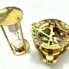 Brass Sundial Compass With Mini Sand Timer Brass Collectible Gift