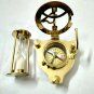 Brass Sundial Compass With Mini Sand Timer Brass Collectible Gift