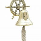 Brass Ship Wheel Door Bell Collectible Wall Hanging Decorative