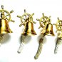 Brass Set Of 4 Brass Door Bell Ship Wheel Bell Gift Hanging Gift