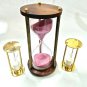 Wooden Sand Timer With Set Of 2 Brass Mini Sand Timer Collectible Gift