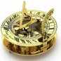 Brass Round Sundial Compass Wooden Box Collectible Gift