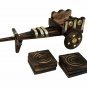 Wooden Tea Coaster Cart Style Dinning Table Decorative
